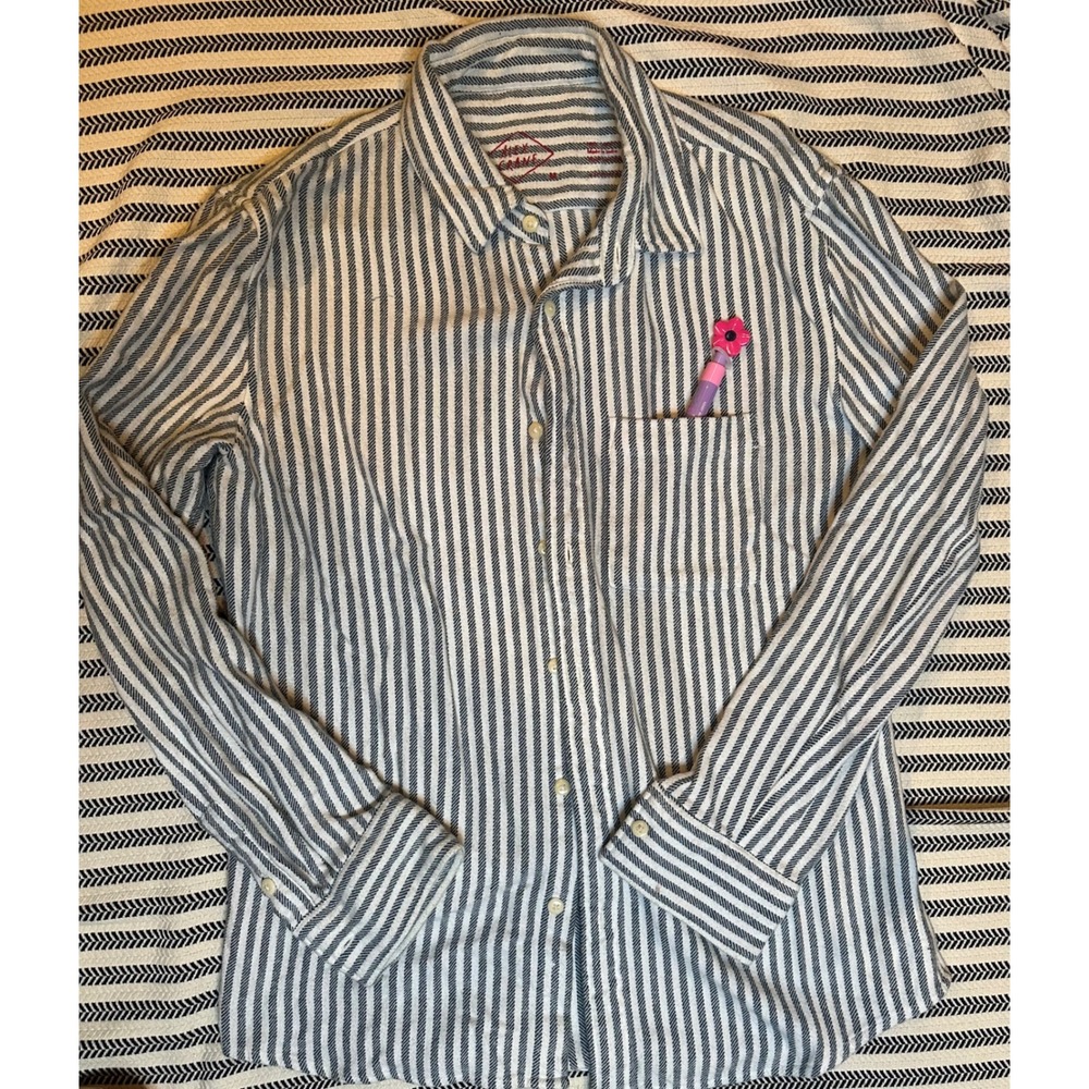 Alex Crane Womens Striped Button Up Shirt‎ Long Sleeve Size M